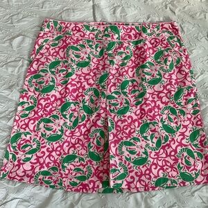 L.L. Bean Vibrant Pink and Green Skirt cotton lobster crab